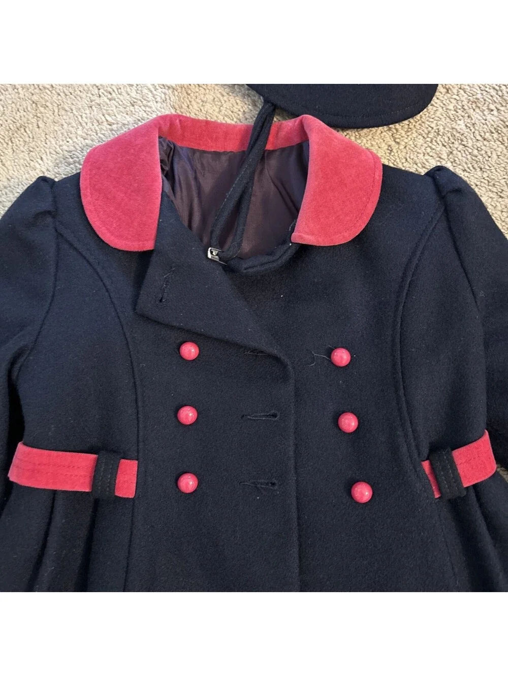 F.W. Fischer Design Girls Wool Overcoat & Hat Size 4